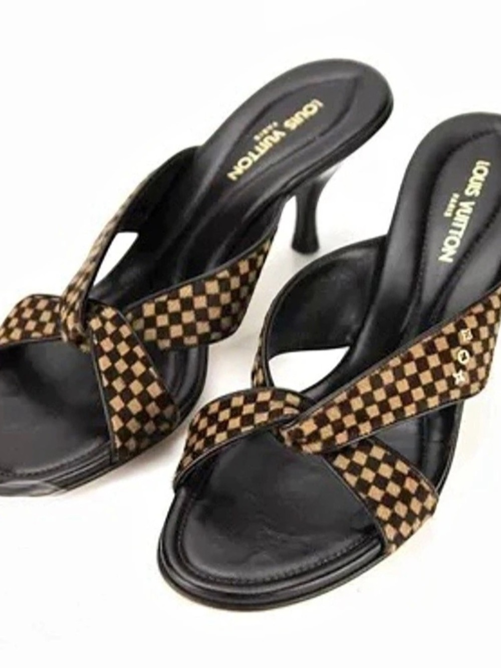 Louis Vuitton Damier Sauvage Pony Hair Mules Brown & Black 7.5 US 38.5 EU